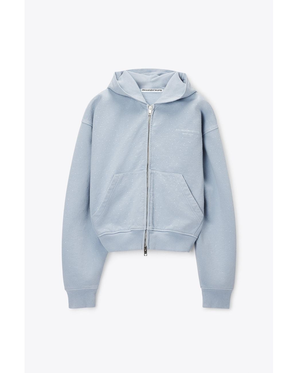 Alexander Wang Gray Crystal Hotfix Zip-Up Hoodie
