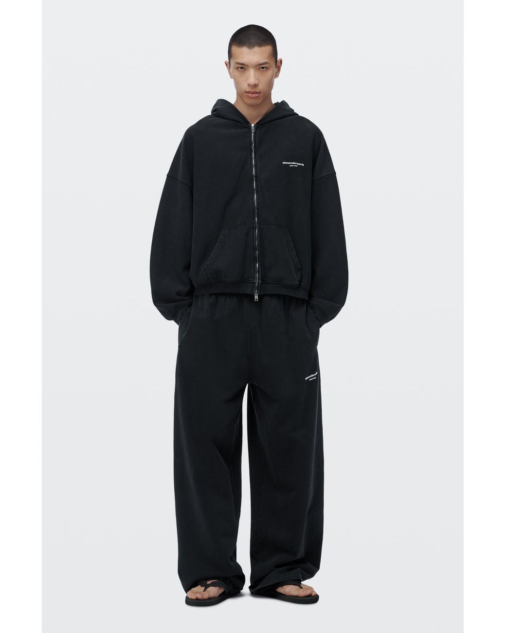 Alexander Wang Gray Logo Print Mid-Rise Oversized Sweatpant