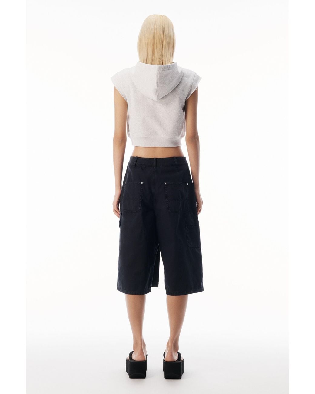 Alexander Wang Blue Midi Skort With Front Zip And Utility Details