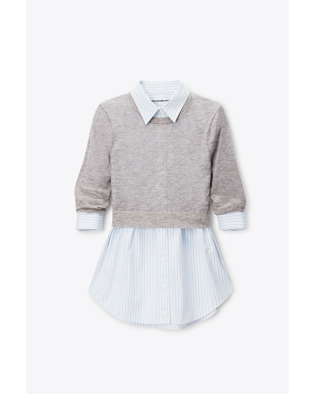 Alexander Wang White Sheer Crewneck Sweater Button Up