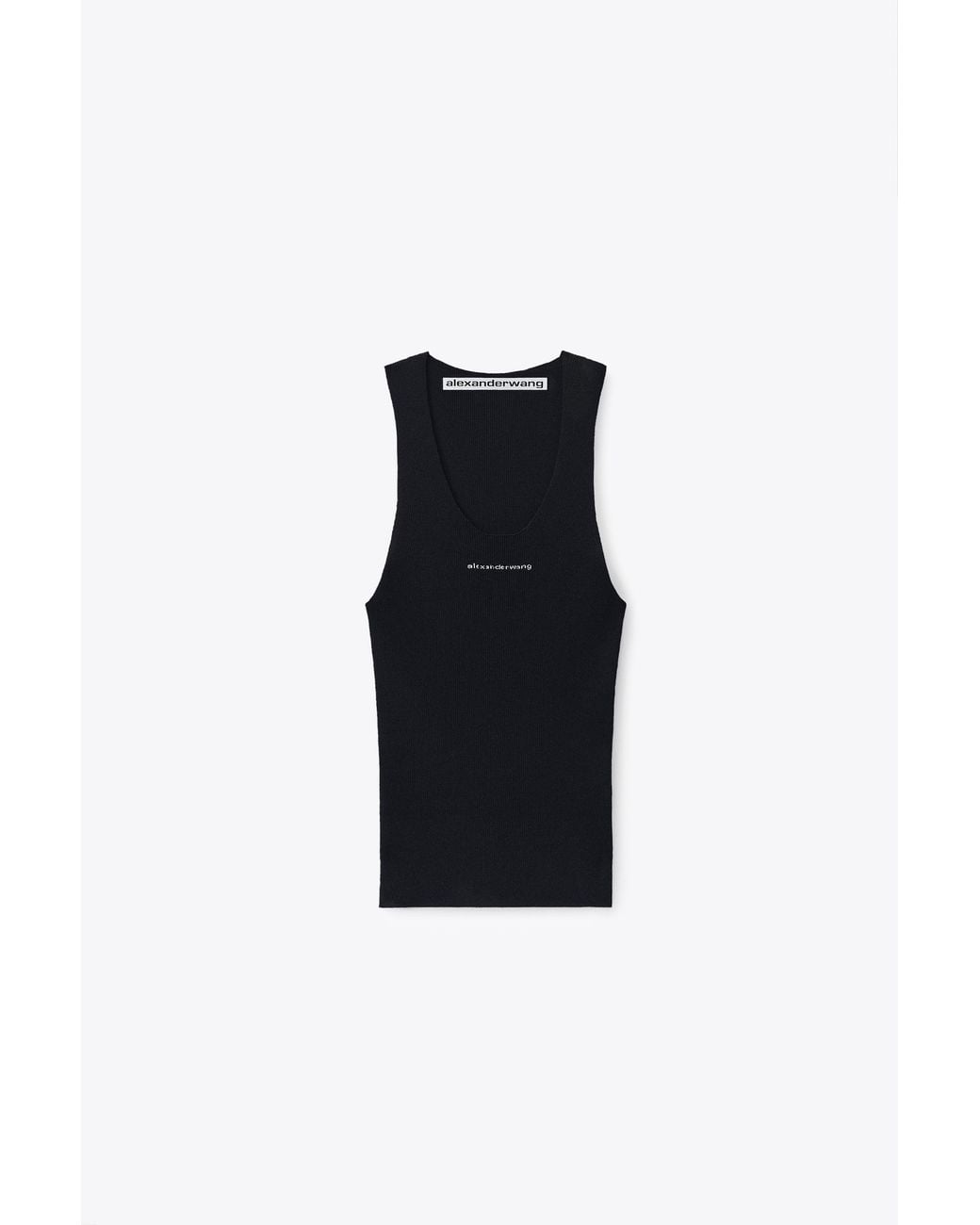 Alexander Wang Black Jacquard Logo Racer Tank