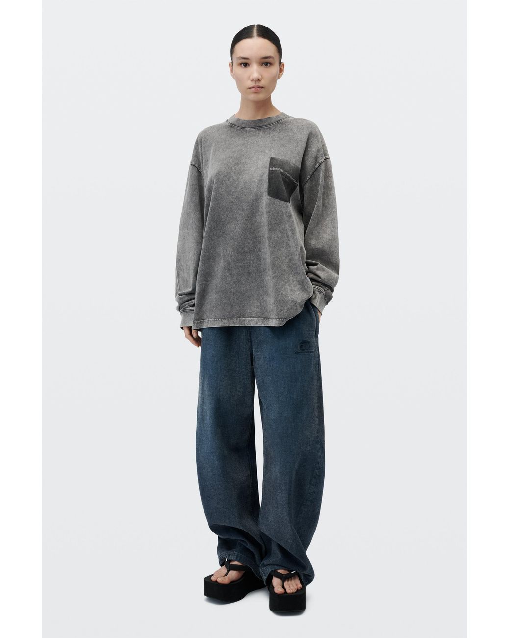 Alexander Wang Gray Shadow Pocket Tee