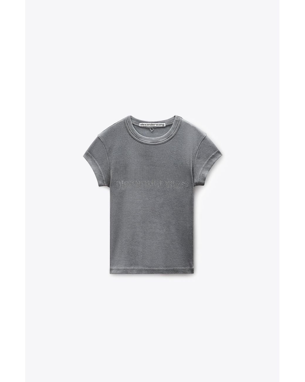 Alexander Wang Pink Crystal Hotfix Logo Cotton Baby Tee