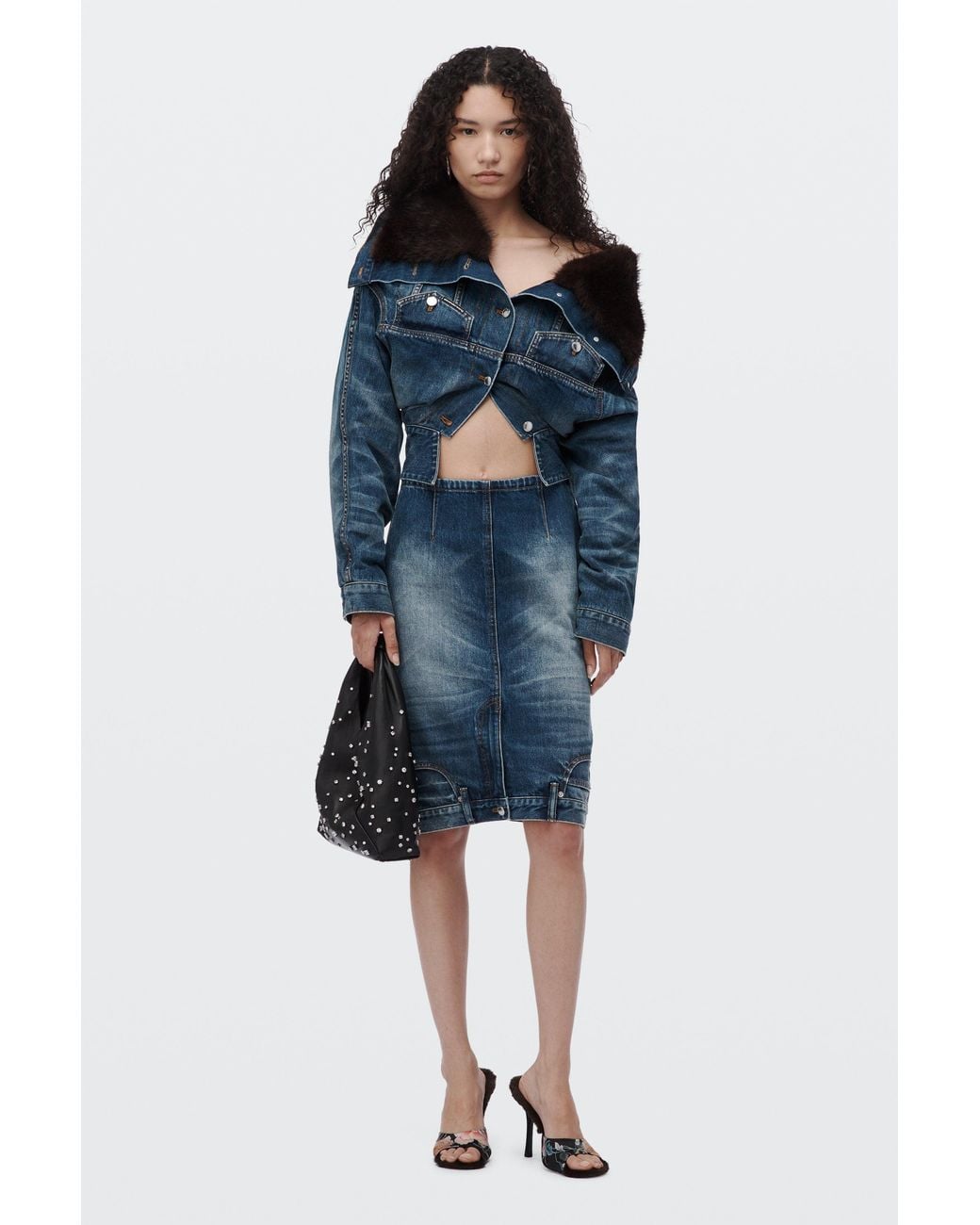Alexander Wang Upside Down Denim Pencil Skirt in Blue | Lyst