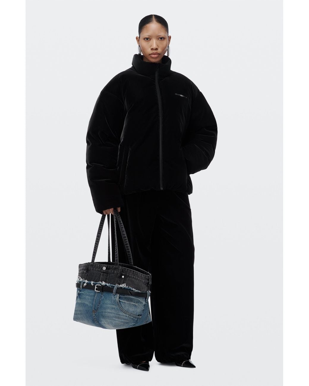 Alexander Wang Black Oversized Velvet Classic Puffer