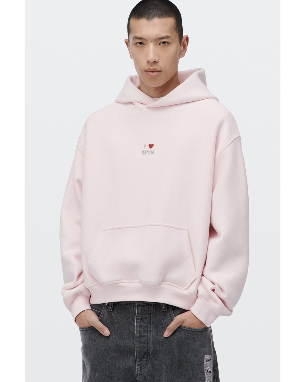 Alexander Wang White Crystal Hotfix I Heart Aw Hoodie
