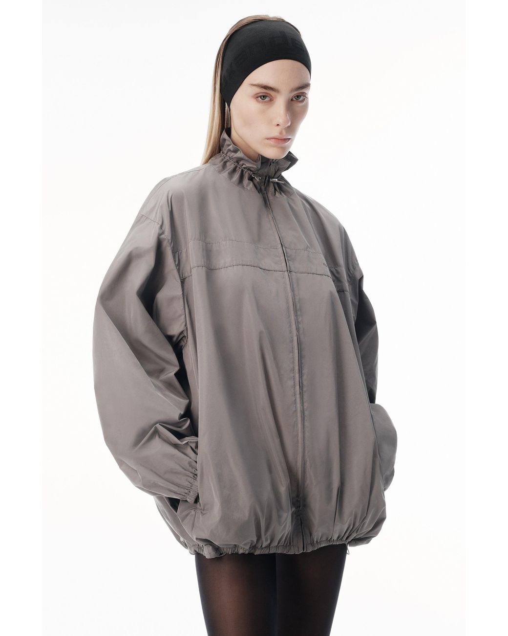 Alexander Wang Brown Oversized Track Jacket With Gathered Collar