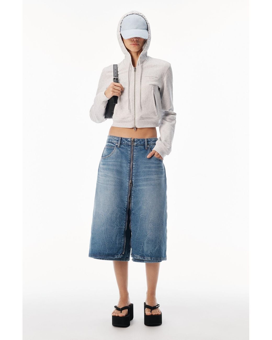 Alexander Wang Blue Zip Front Midi Skort