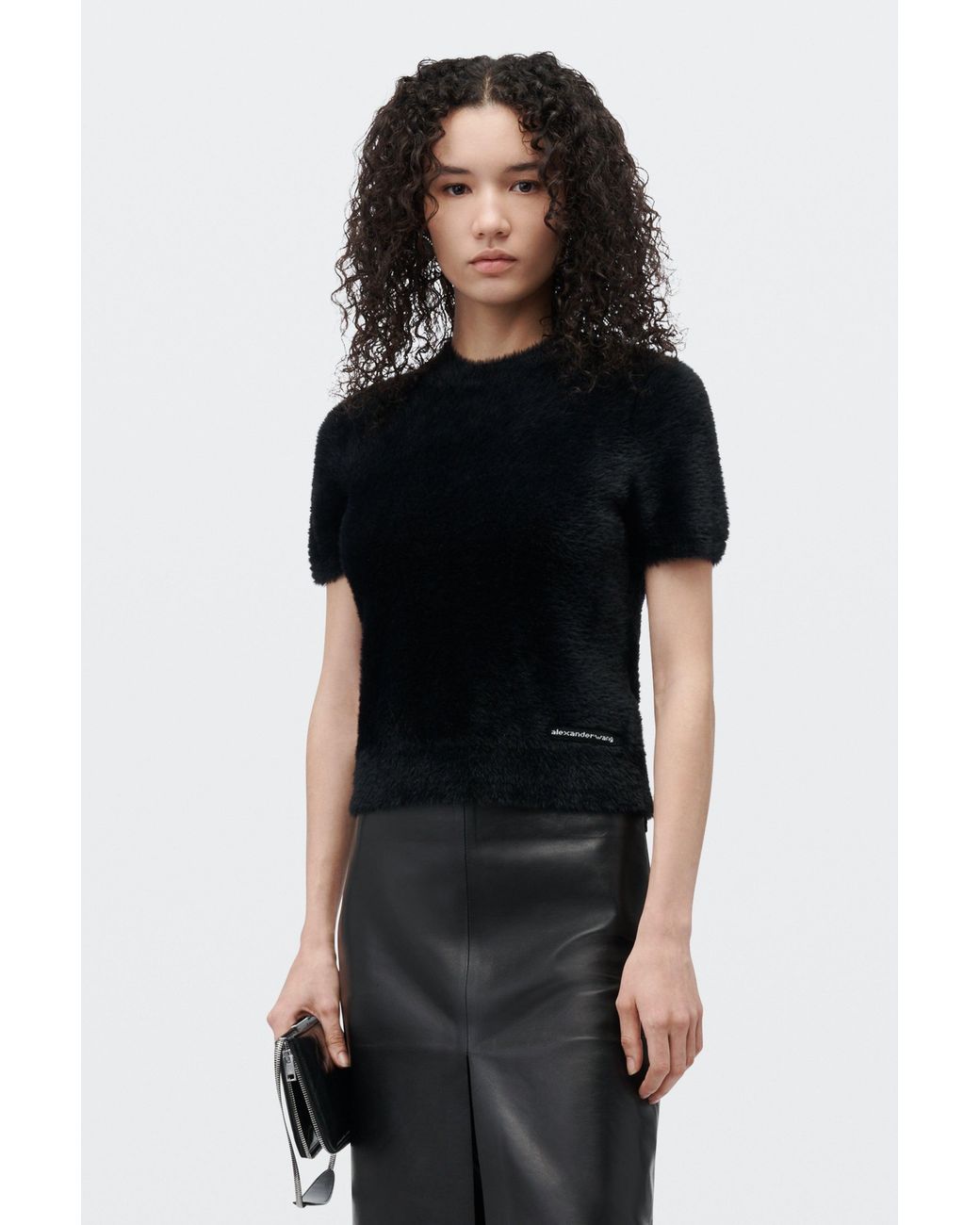 Alexander Wang Black Textured Chenille Crewneck Pullover