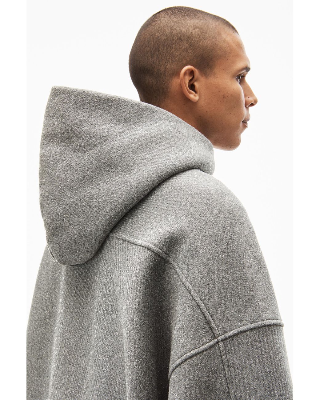 Alexander Wang Star Zip Up Hoodie In Glitter Dense Fleece in Grey for Men