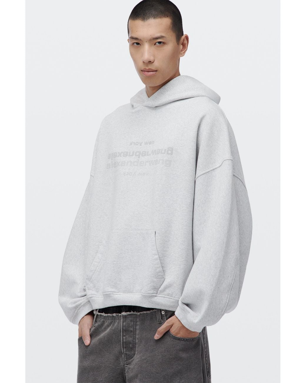 Alexander Wang White Mirror Logo Oversized Hoodie
