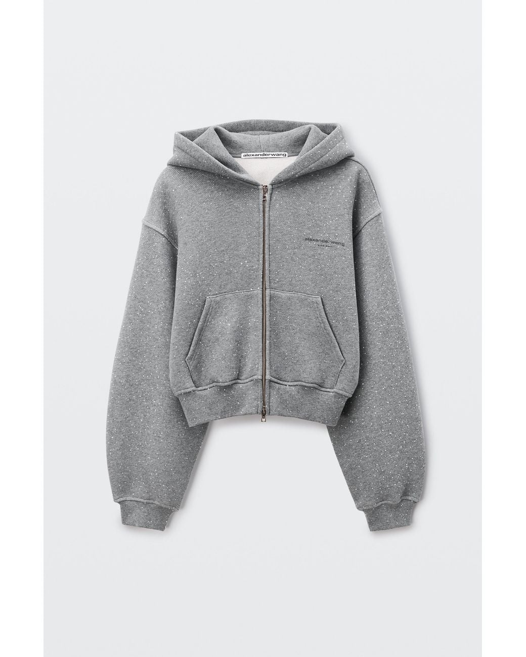 Alexander Wang Pink Crystal Hotfix Zip-Up Hoodie
