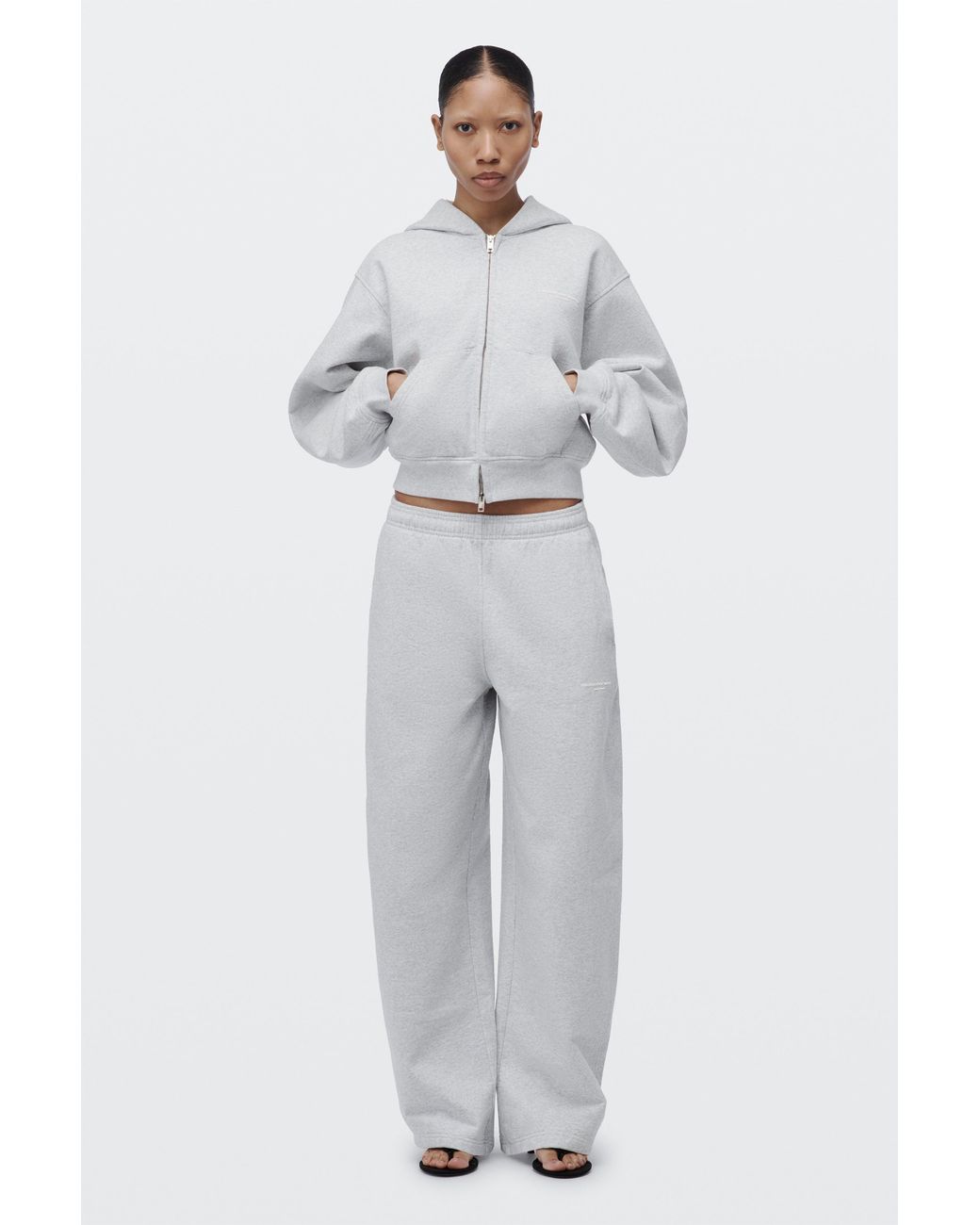 Alexander Wang Gray Logo Print Mid-Rise Oversized Sweatpant