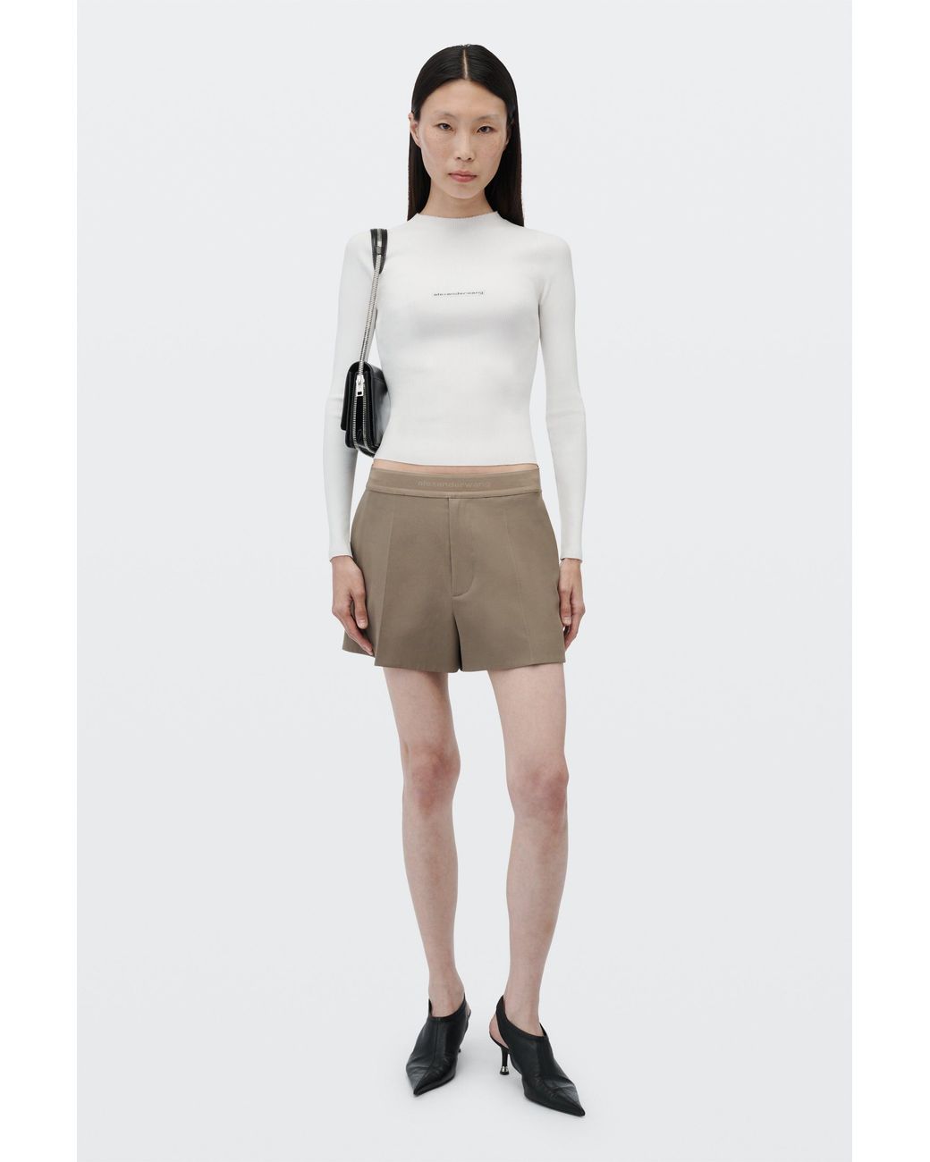 Alexander Wang Natural Logo Elastic High-Rise Mini Short