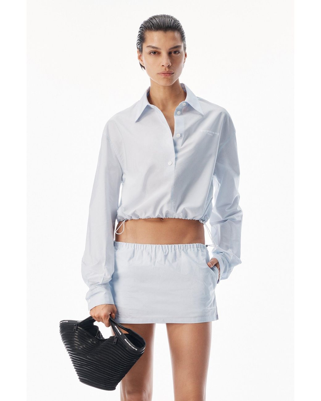 Alexander Wang White Cropped Shirt With Adjustable Drawcord Hem