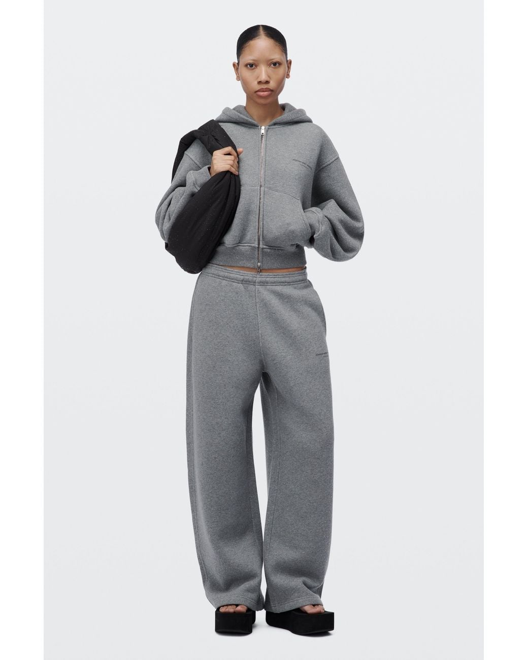 Alexander Wang Pink Crystal Hotfix Zip-Up Hoodie