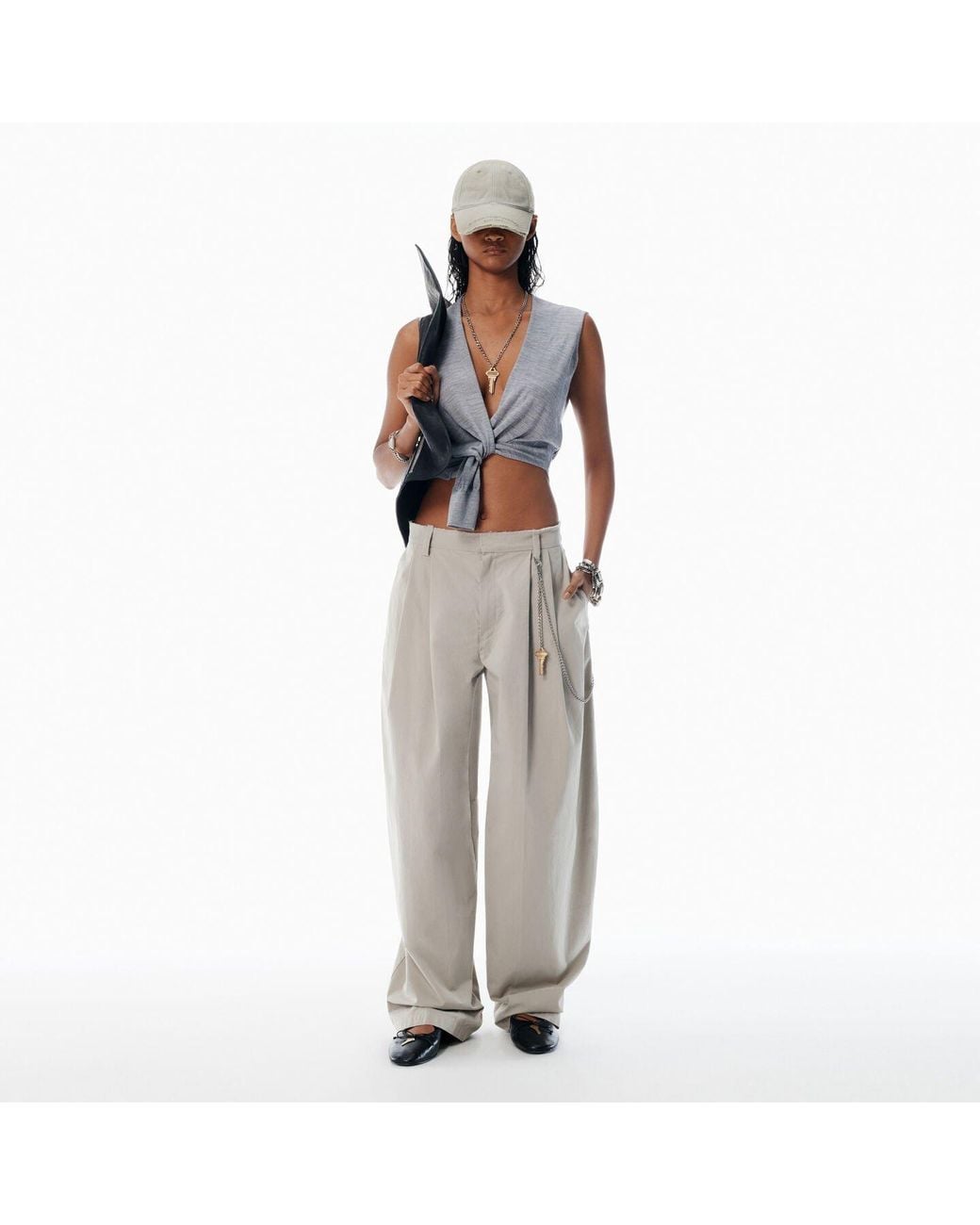 Alexander Wang White Cotton-Blend Balloon-Leg Pants