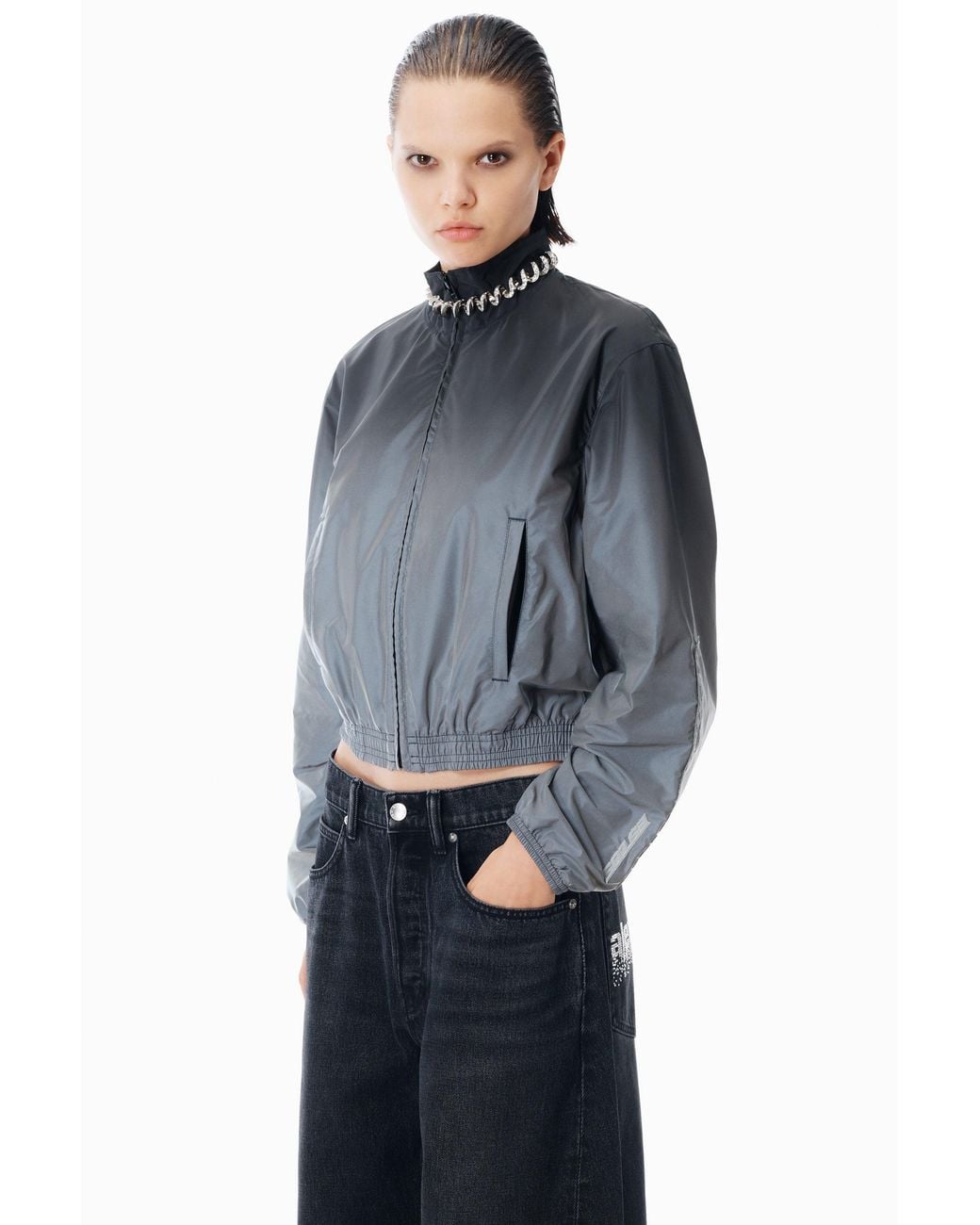 Alexander Wang Blue Blow Up Crystal Hotfix Logo Pocket Jean