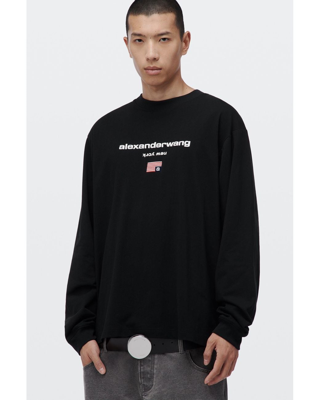 Alexander Wang Black Logo Graphic Long Sleeve Tee
