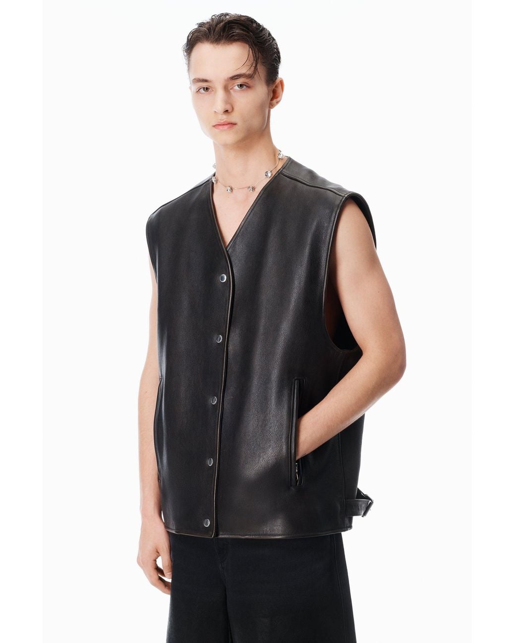 Alexander Wang Black Boxy Moto Vest