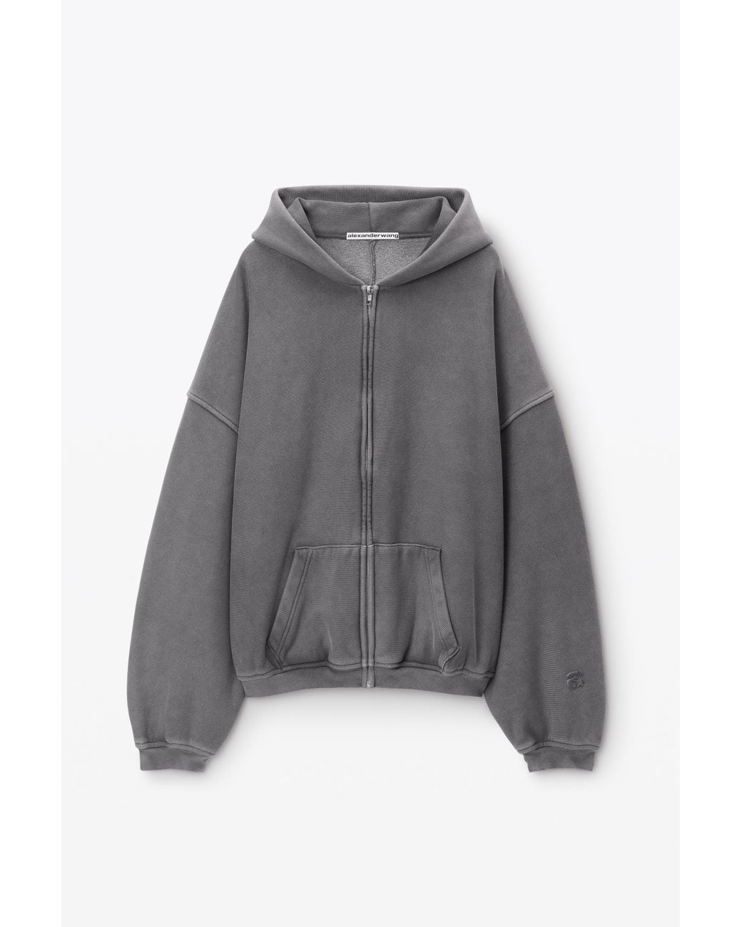 【ALEXANDER WANG】STAR LOGO-PRINT HOODIE Alexander Wang - Gray Oversize Star Logo-Print Zip-Up Hoodie