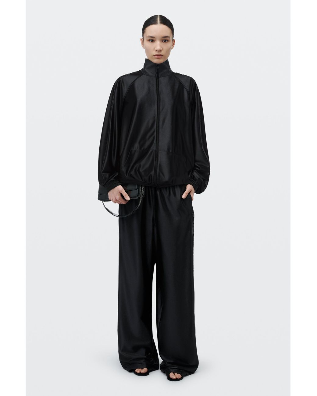Alexander Wang Black Emboss Logo Panel Track Jacket