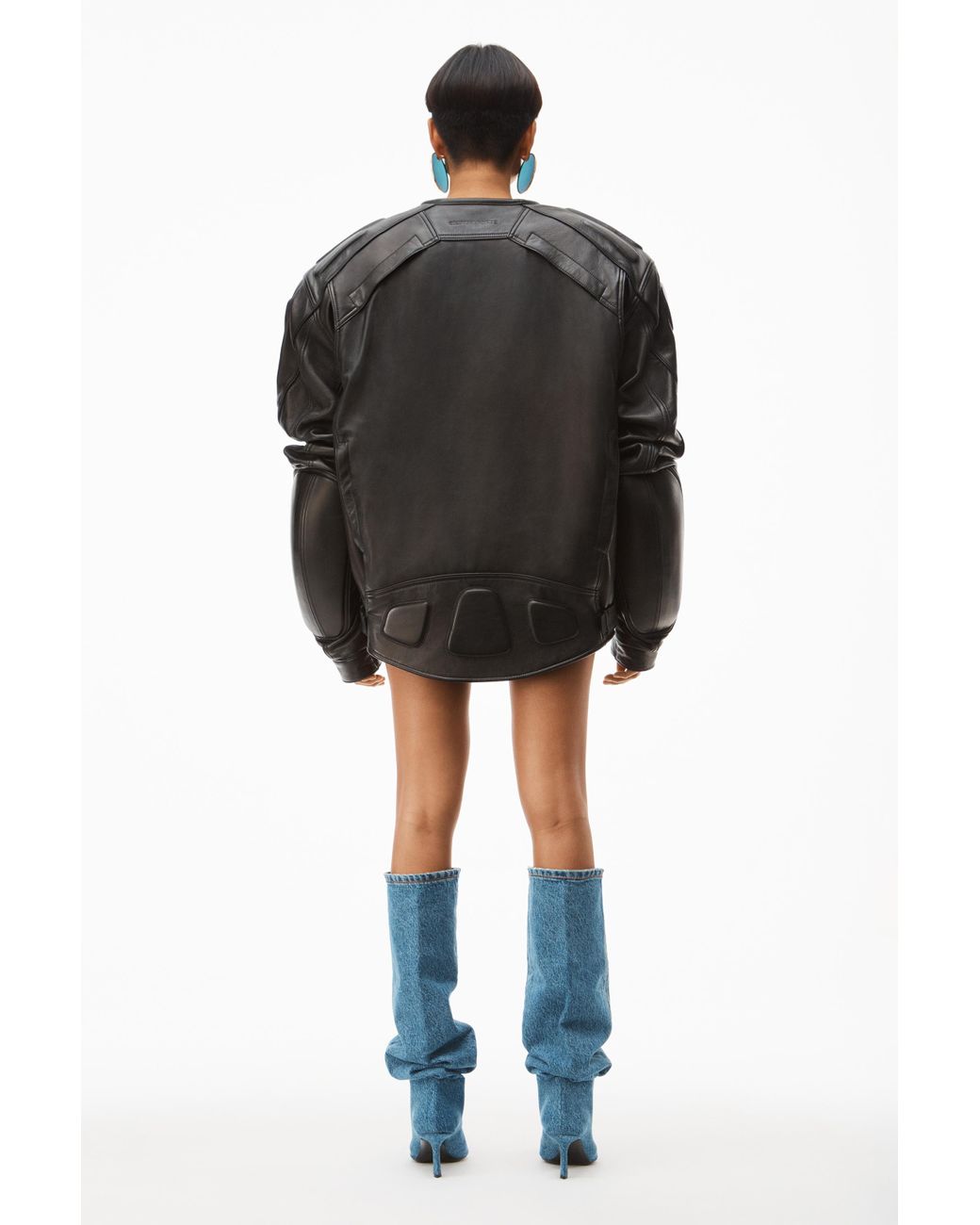 オーバーサイズ☆【alexanderwang】Boxy Moto ジャケット Alexander Wang Oversized Moto Jacket In Buttery Leather in