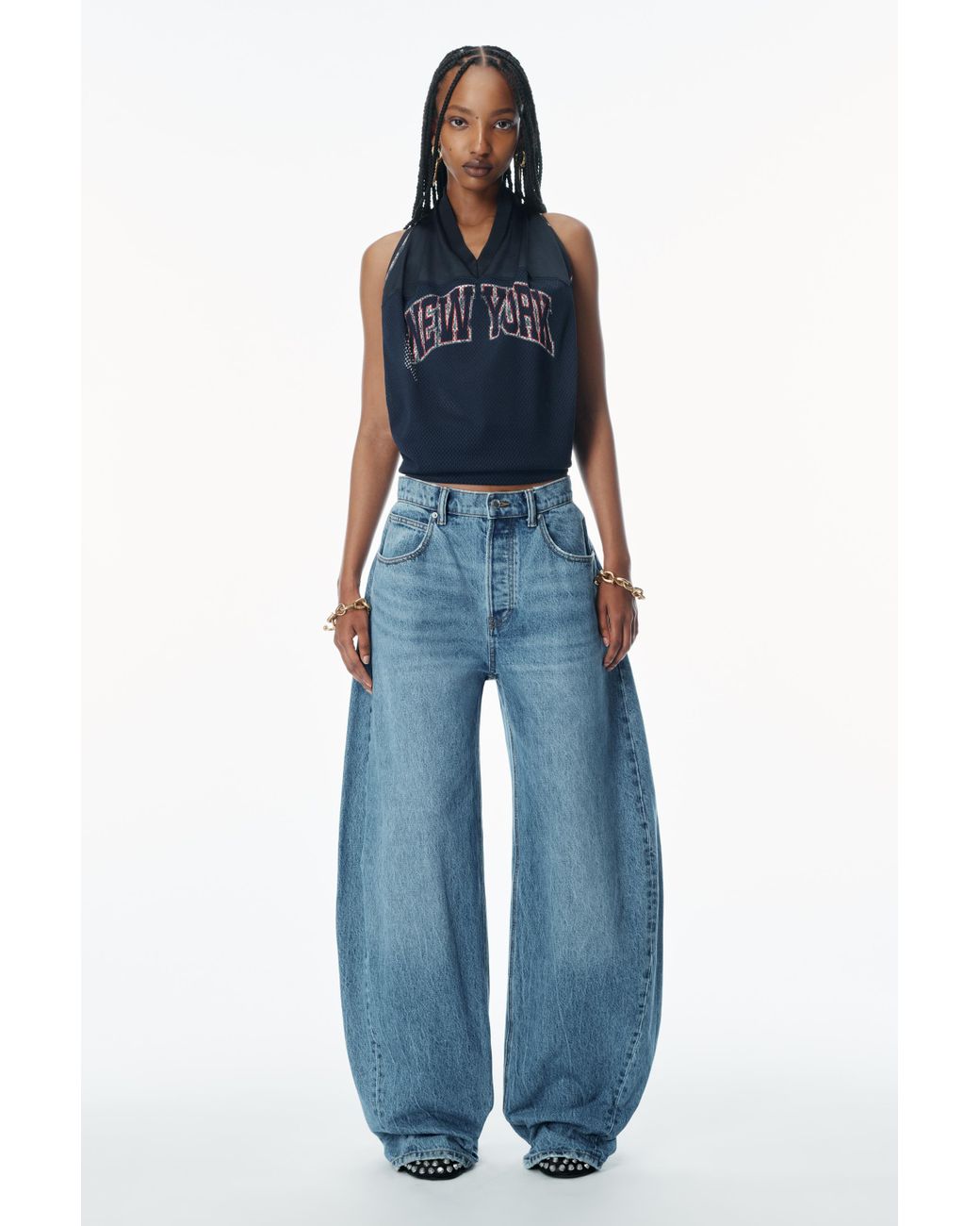Alexander Wang Oversize Rounded Denim Jeans in Blue | Lyst