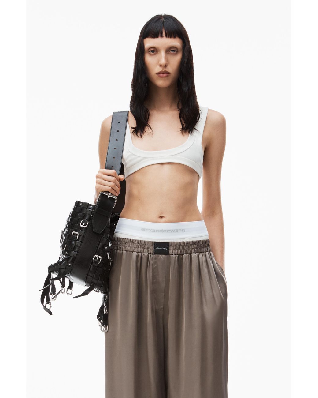 ボトムスその他 T by Alexander Wang PANTALONE CON BOXER CON LOGO Pre-Styled Boxer Pleated Trouser in BLACK | alexanderwang®