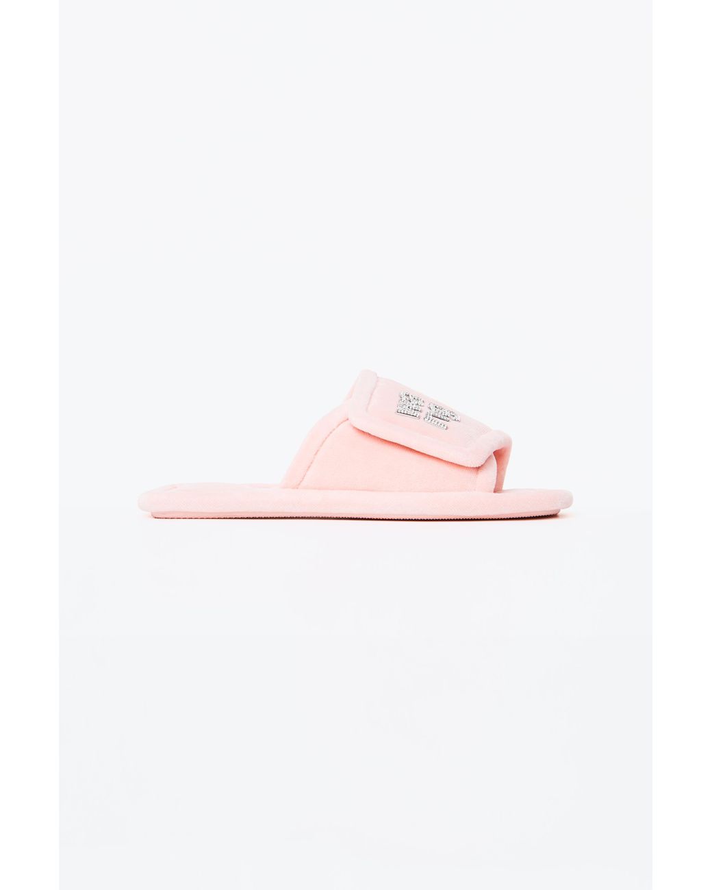 Alexander Wang Rubber Lana Padded Velour Crystal Logo Slippers in Crystal  Rose (Pink) | Lyst