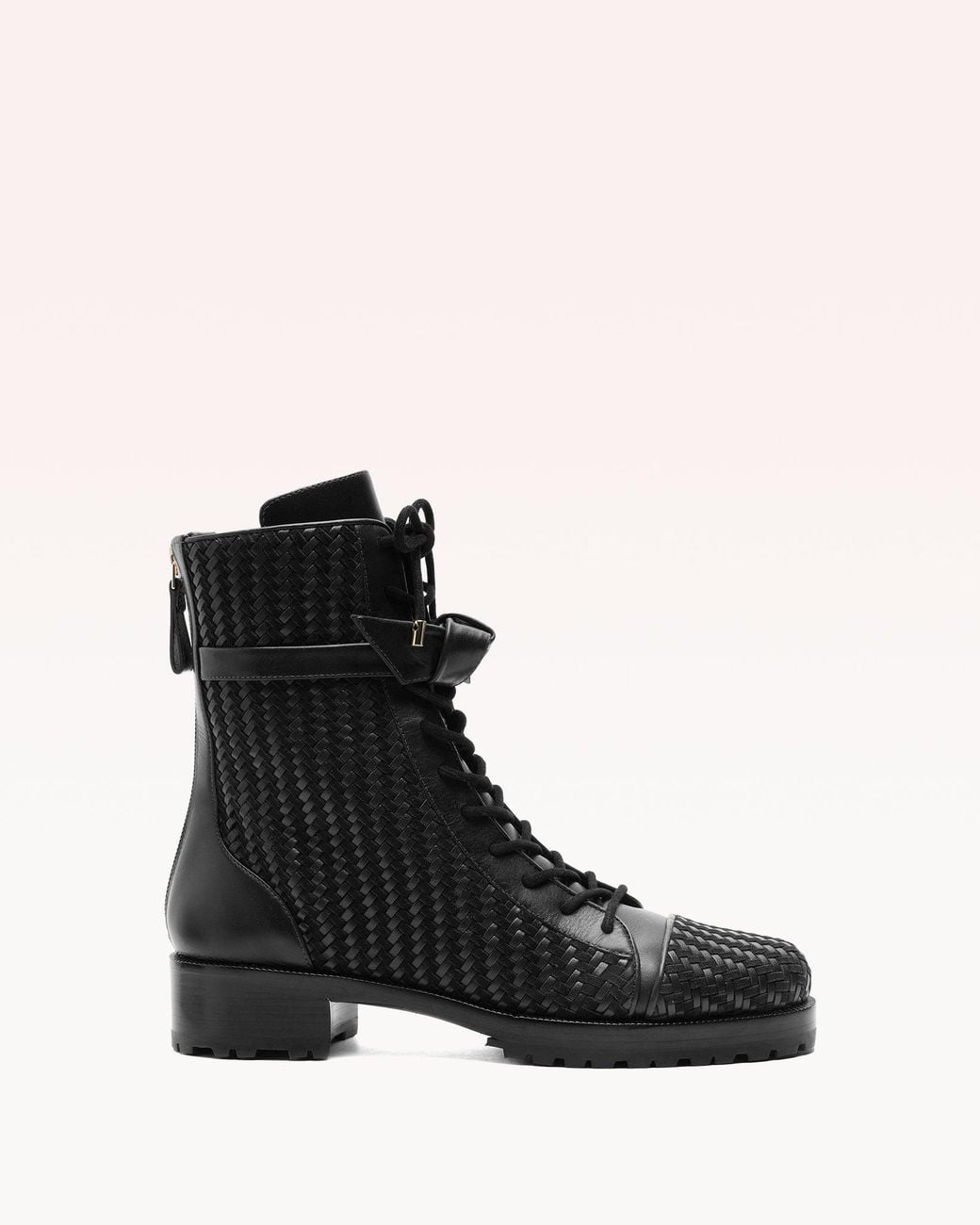 Alexandre Birman Black Tresse Combat Bootie