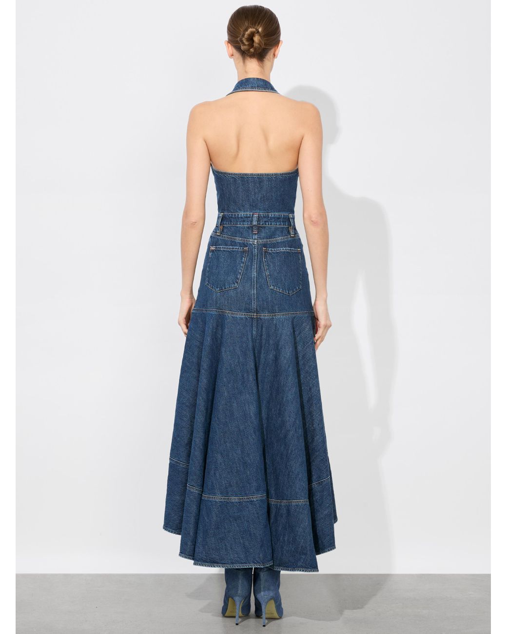 Alice + Olivia Juana High Low Denim Dress in Blue | Lyst