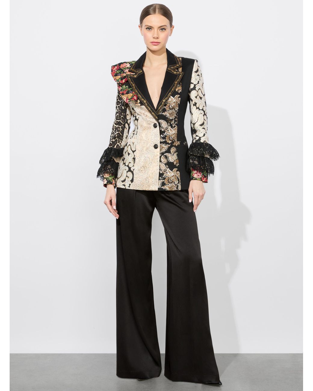 Alice + Olivia Faie Mixed Media Blazer | Lyst