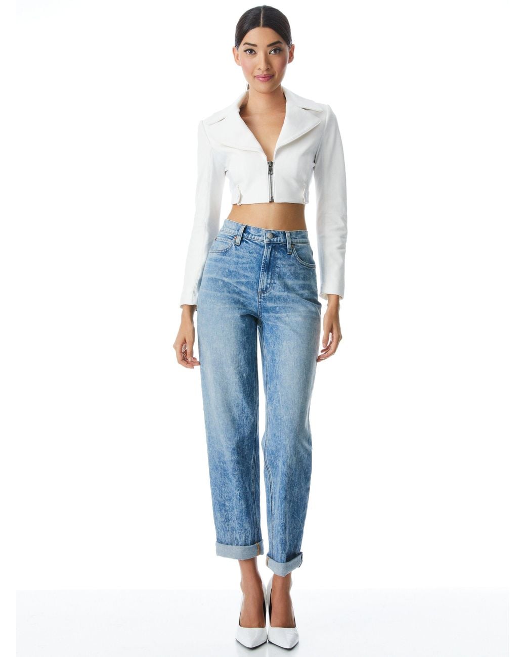 Alice + Olivia White Yardley Vegan Jacket