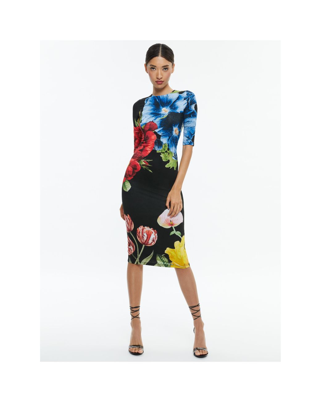 delora fitted mock neck midi dress Alice + Olivia White/Black 'Delora' Fitted Mock Neck Midi Dress NWT Sz.2 $330