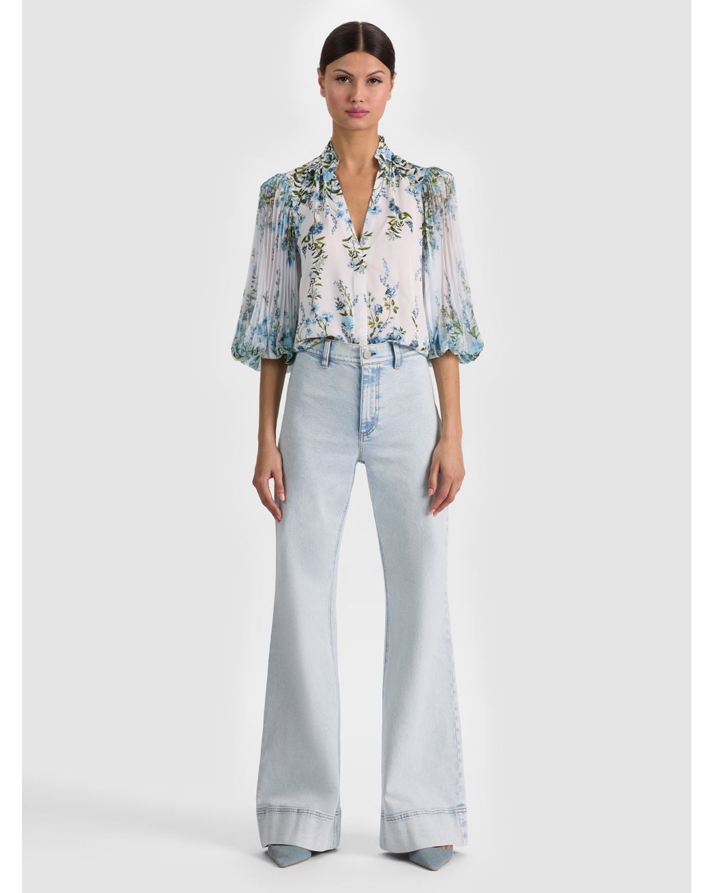 Alice + Olivia White Ilan Button Down Blouse