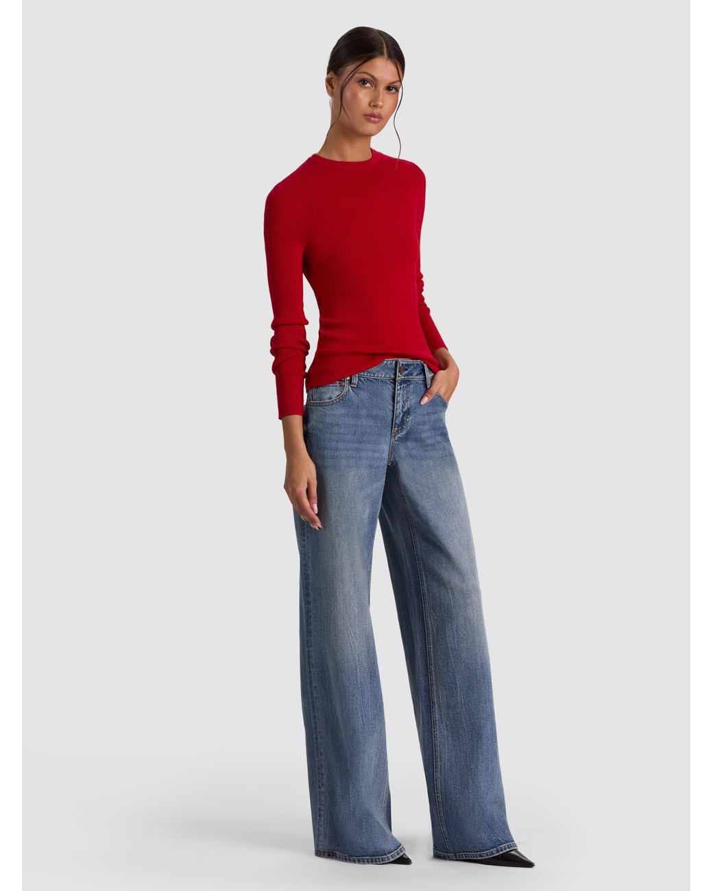 Alice + Olivia Red Sherman Wool Pullover