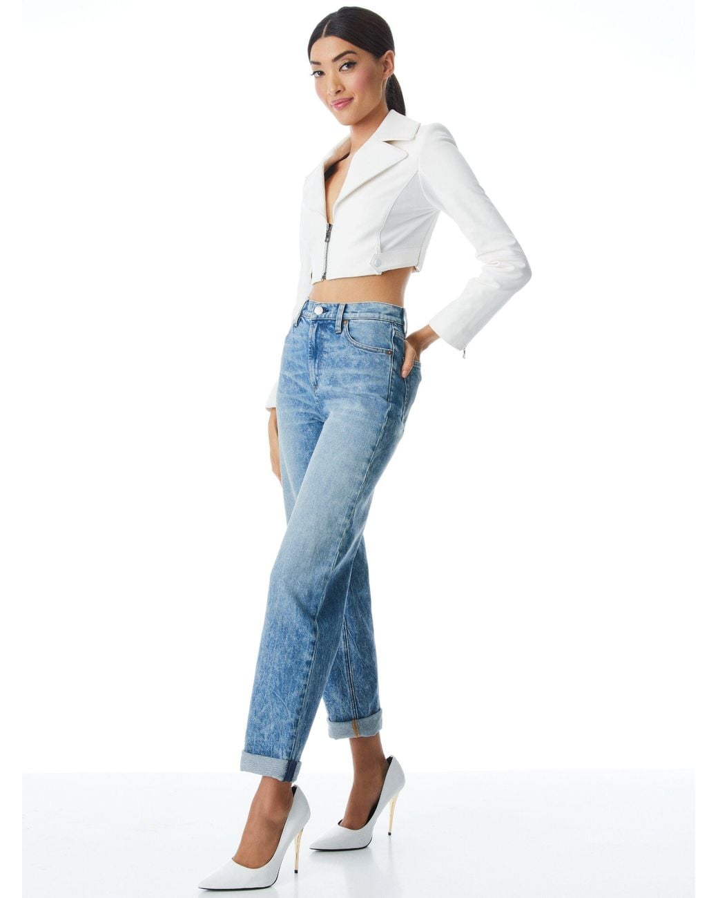 Alice + Olivia White Yardley Vegan Jacket