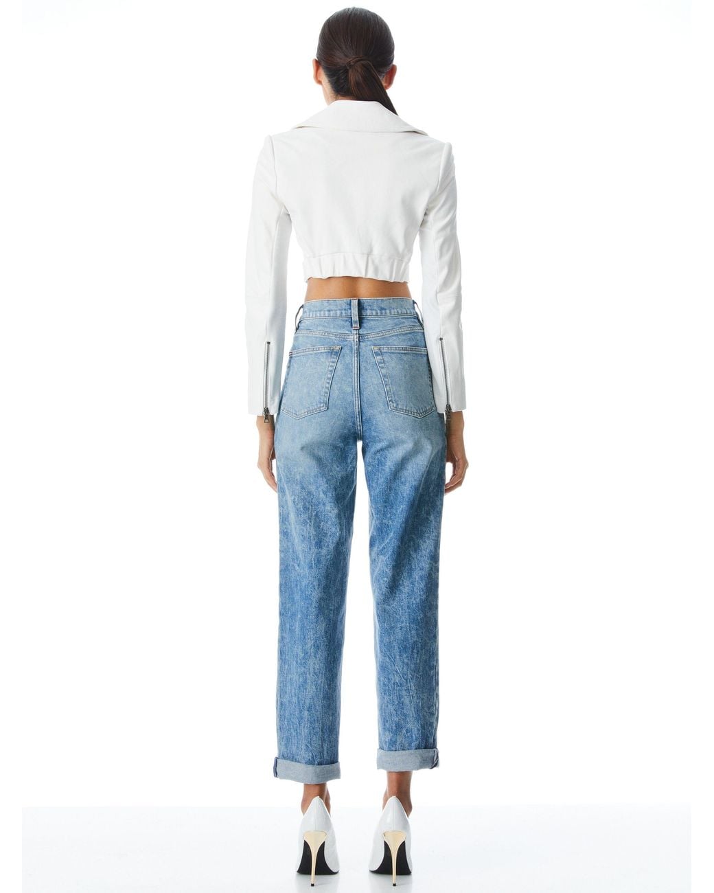 Alice + Olivia White Yardley Vegan Jacket