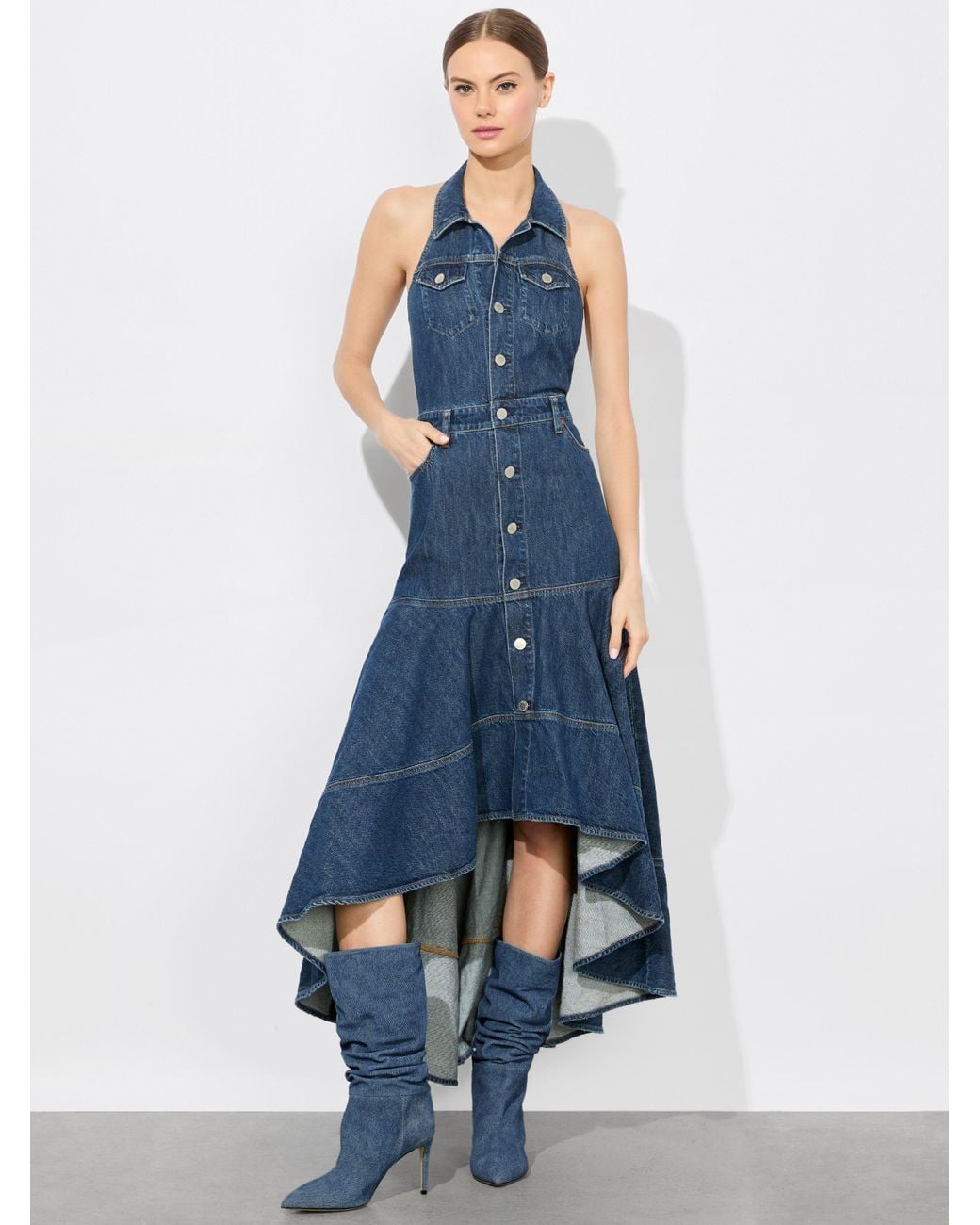 denim and rhinestone dress utcoco for Women Trendy Bow Adjustable Strap Ruffle A Line Mini Jean Dresses (Small, Blue) : Clothing, Shoes & Jewelry which also comes with Plus Size Women's Cap NA-05.14.26AM Items:Dress