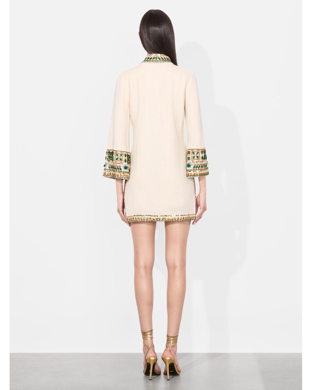 Alice + Olivia Eleonora Embellished Tunic Dress in Natural