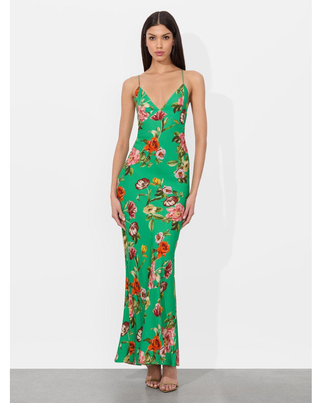 green emerald velvet dress alice + olivia Green Nelle Sequin Mini Slip Dress main image 0