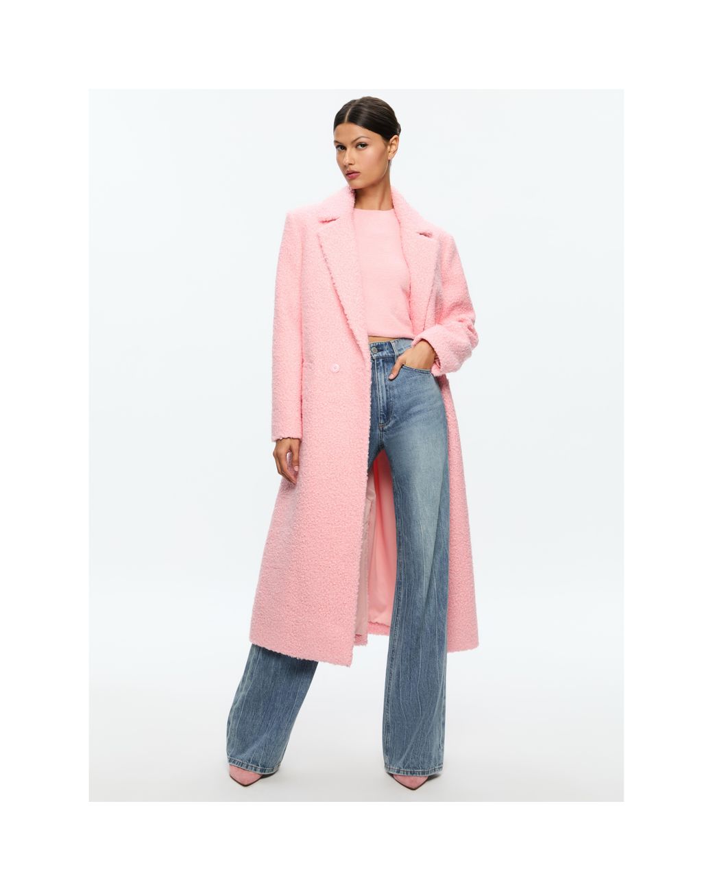 Alice and olivia pink coat deals