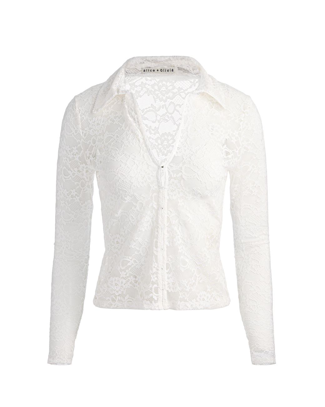 Alice + Olivia Blue Kara Lace Button Down