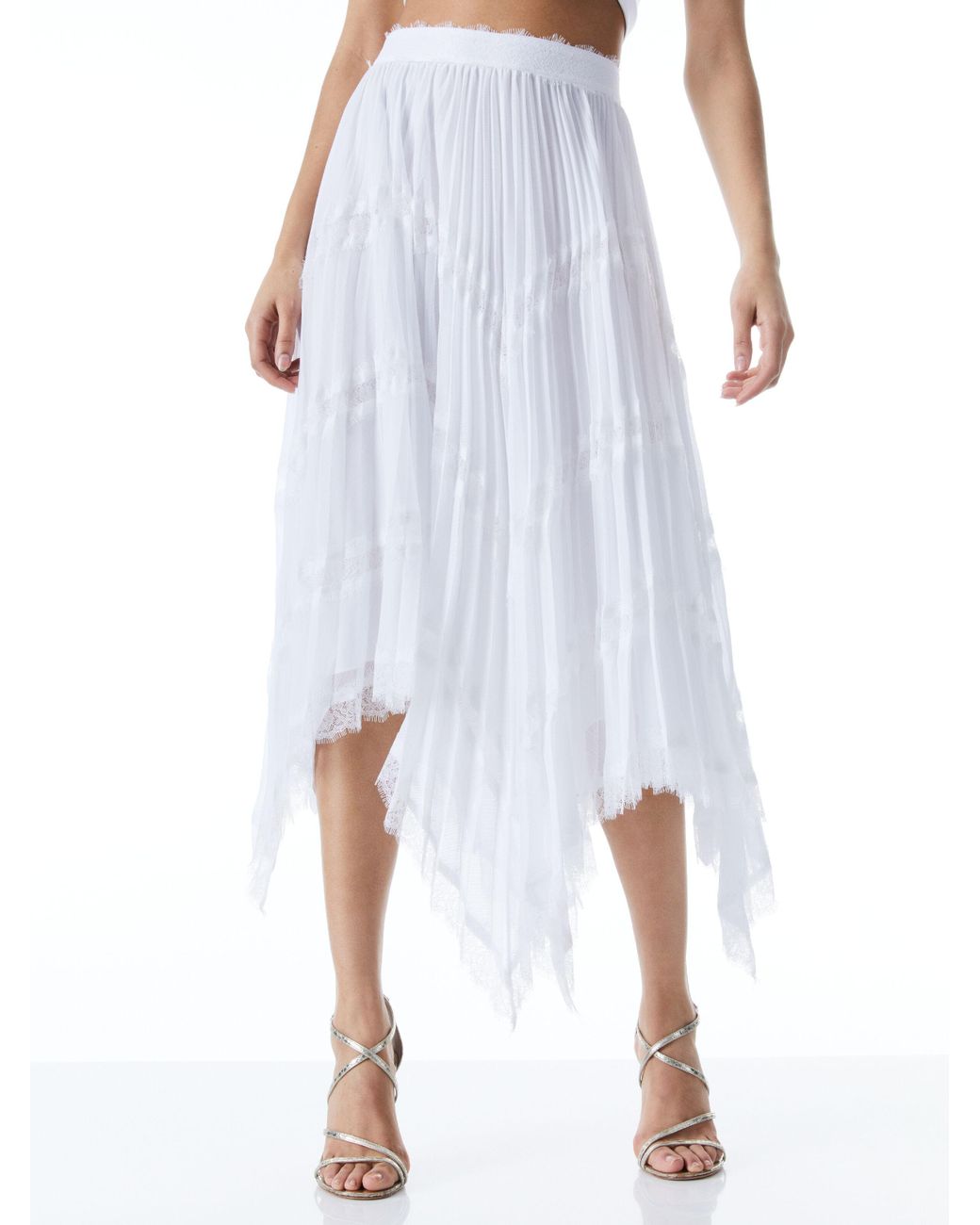 Alice + Olivia Alice + Olivia Katz Sunburst Pleated Midi Skirt in White |  Lyst