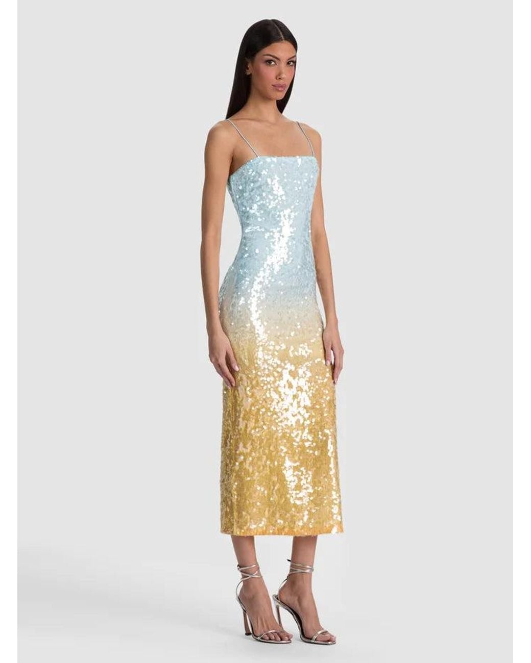 Alice + Olivia Fifi Sequin Midi Dress in Metallic | Lyst