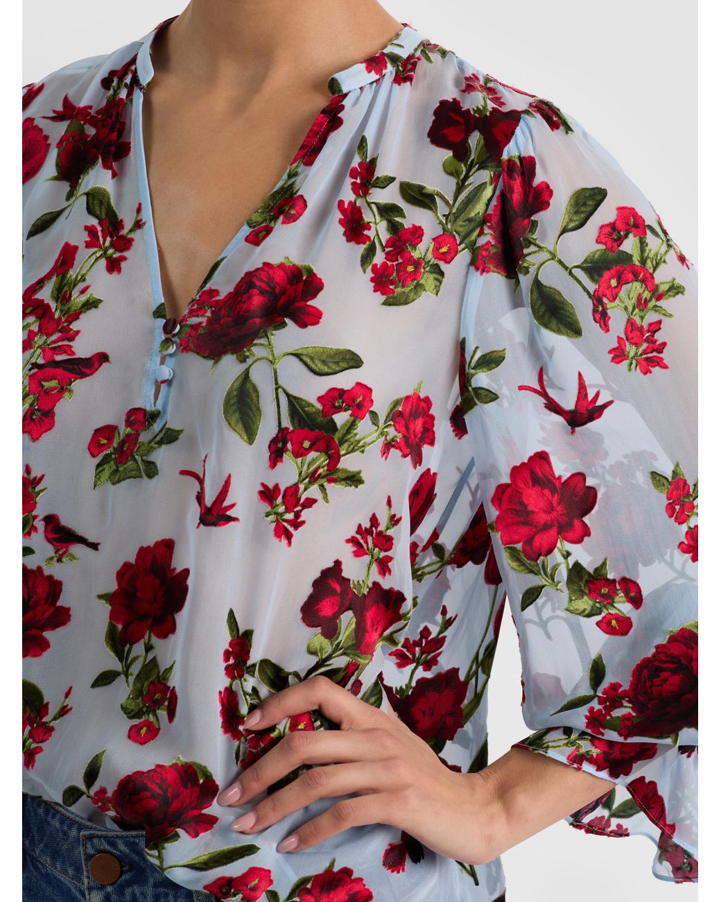 Alice + Olivia Blue Moranne Blouse