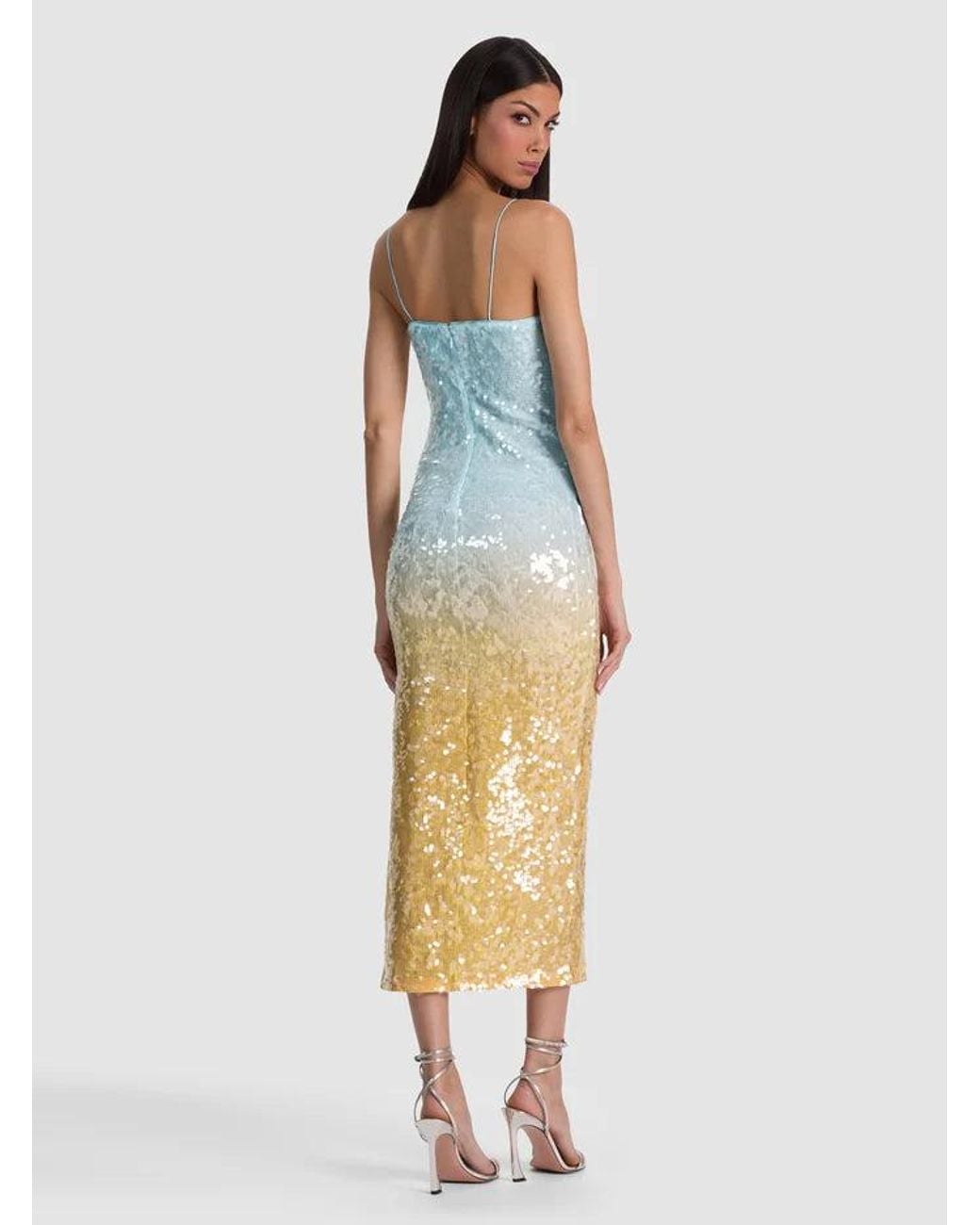 Alice + Olivia Fifi Sequin Midi Dress in Metallic | Lyst