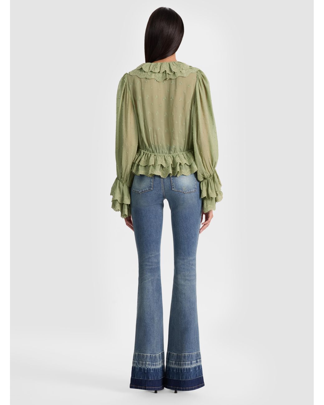 Alice + Olivia Green Tenney Cropped Blouse
