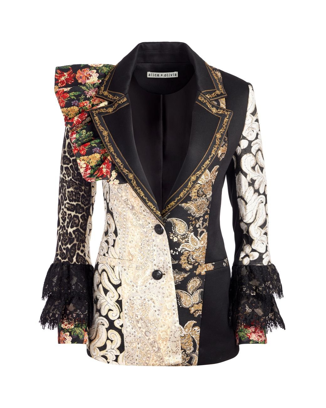 Alice + Olivia Faie Mixed Media Blazer | Lyst